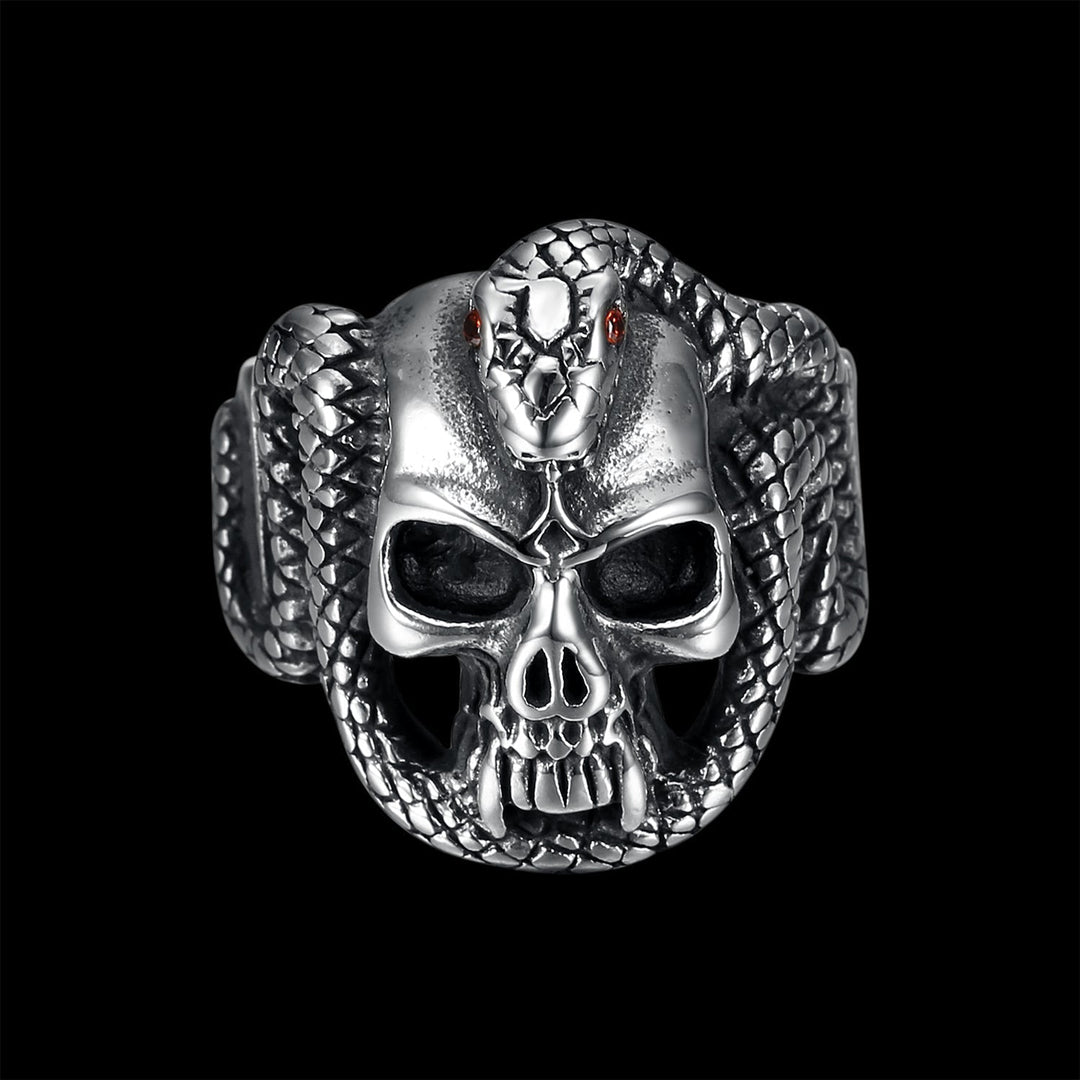 SNAKE BITE SKULL RING