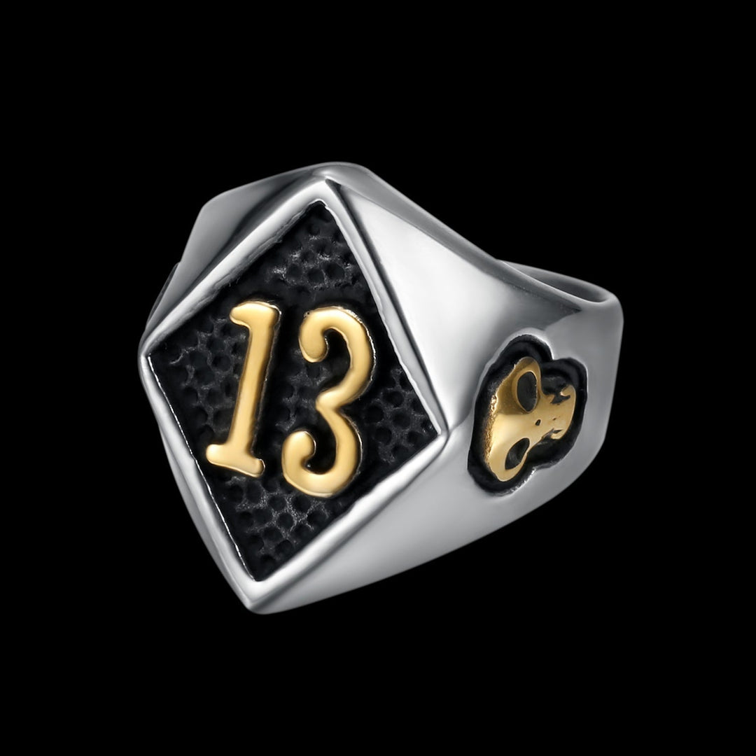 LUCKY 13 GOLD SKULL RING